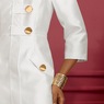 Athena Women's Sheath Dress with High Collar and Big Buttons, Ivory, large