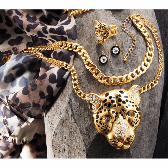 Leopard Multi-Strand Necklace &amp; Earring Set, , large