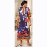Zella Long Maxi Caftan with Mandarin Collar and Back Tie in Exotic Print, , large