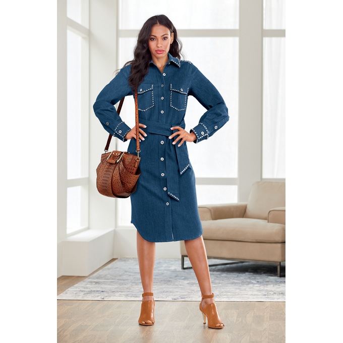 Shirin Denim Shirt Dress, , large