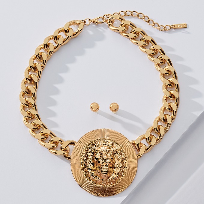 Versace lion head necklace cheap