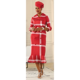 Exploded Plaid Peplum Dress and Ora Flower Pillbox, , large