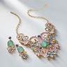 Crystal and Stone Scroll Necklace, , large