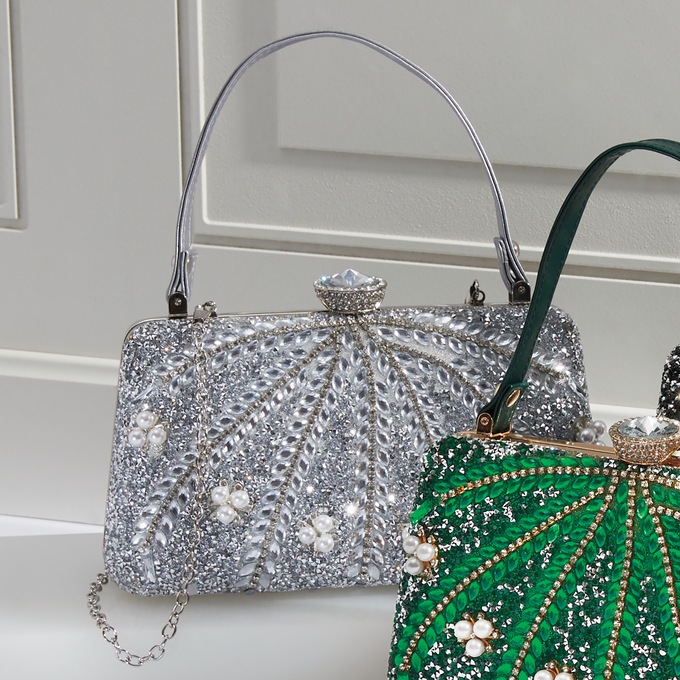 Angelica Evening Bag, Silver, large