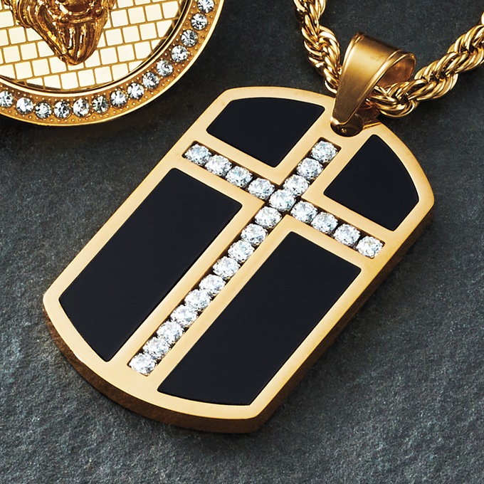 Men's Majesty the Light Dog-Tag Cross Necklace, , large