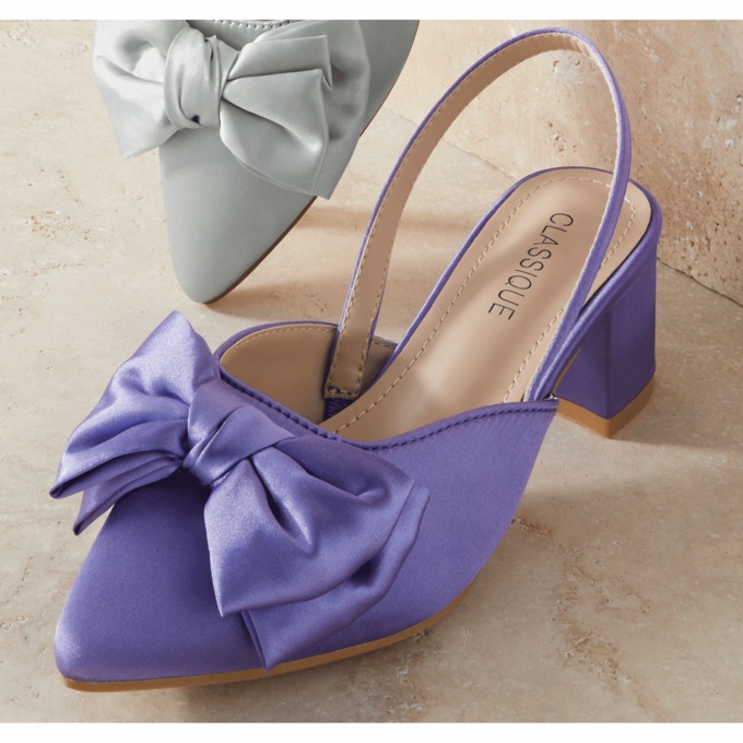 Classique Satin Bow Slingback, , large