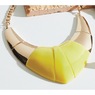 Acrylic/Goldtone Chevron Bib Necklace & Earring Set, Yellow, large
