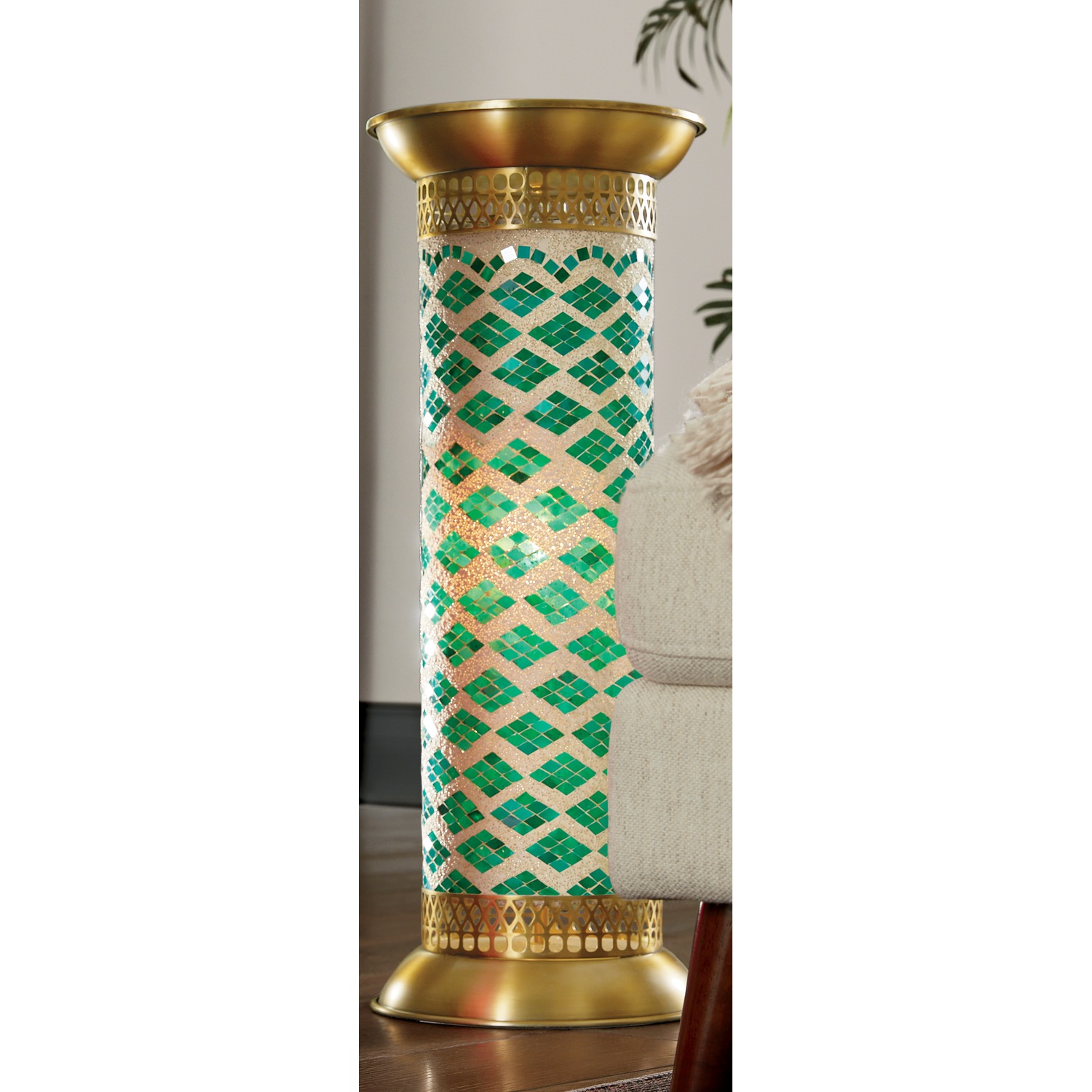 Mosaic lit new arrivals pedestal table