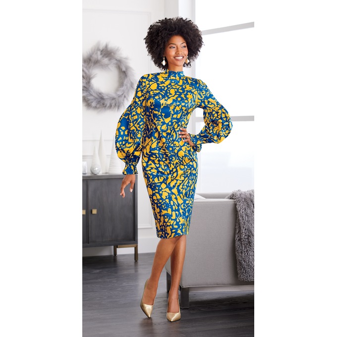 Mock-Neck Sheath Dress, , large