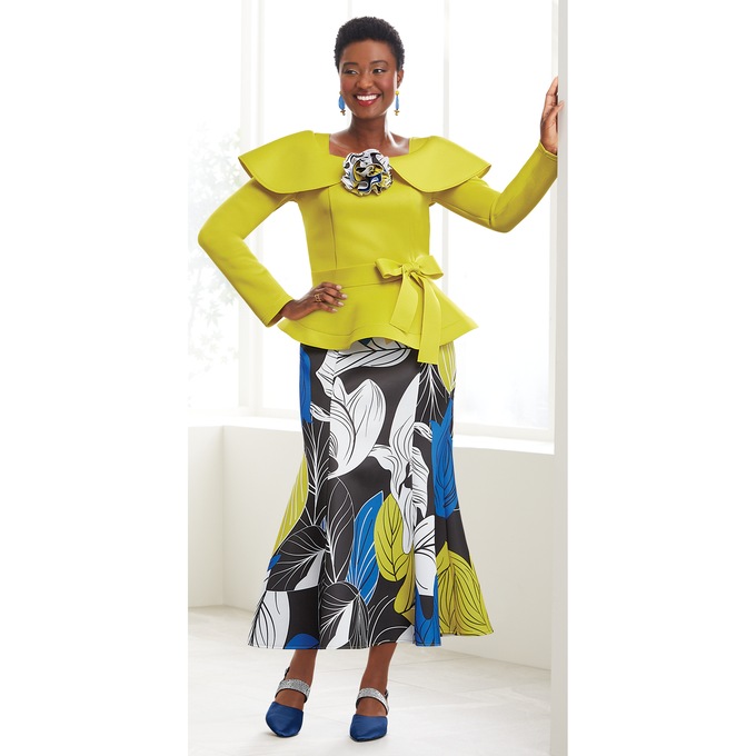Ivette Printed Skirt Suit, , large
