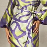 Abena Belted Sheath Dress with Balloon Sleeves and Removable Belt, Purple Green Multi, large
