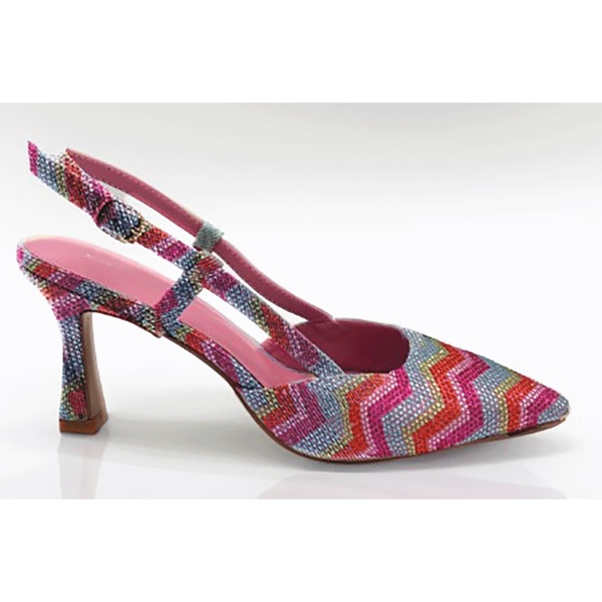 Azalea Wang Julana Pink Multi Slingback, , large