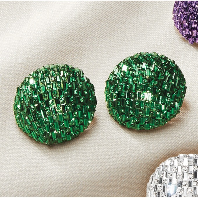 Pave Crystal Dome Earrings, , large