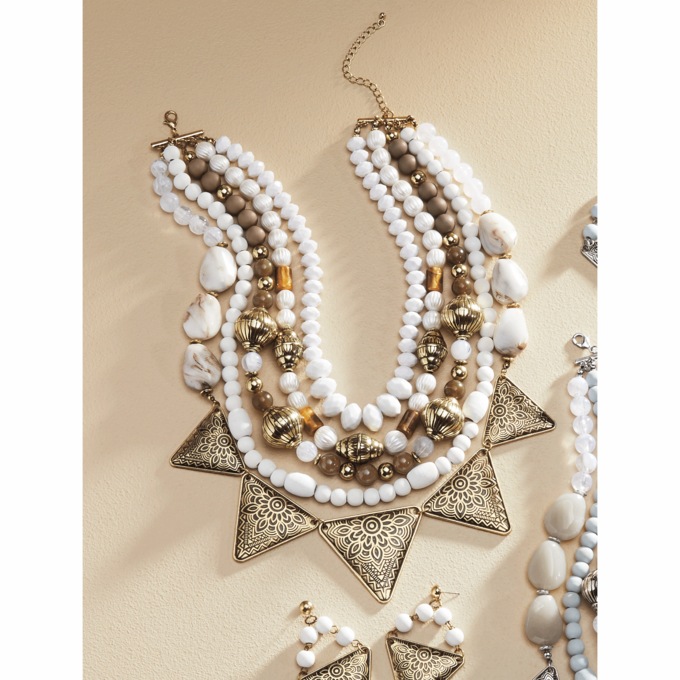 Bead/Triangle Necklace & Earring Set, , large