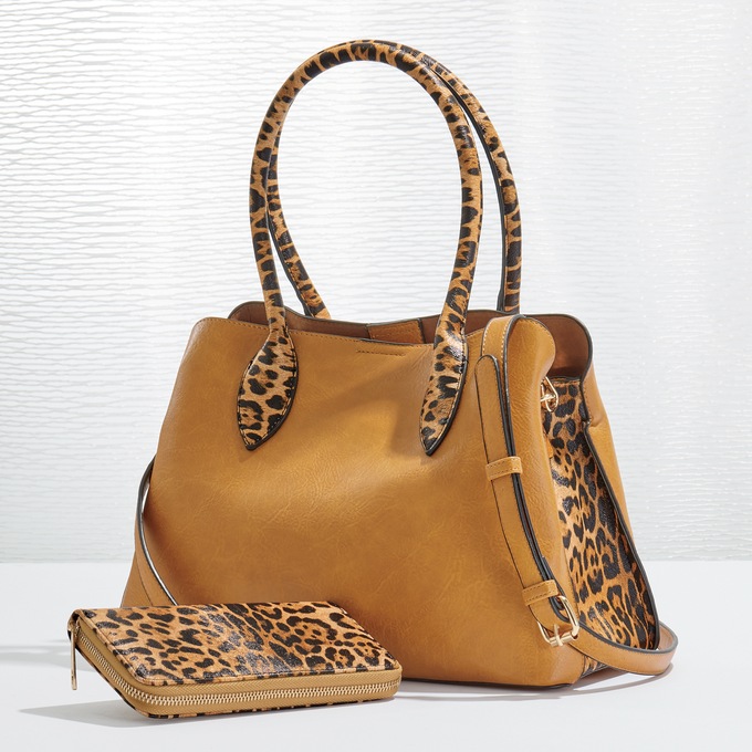 2-Piece Leopard Satchel, , large
