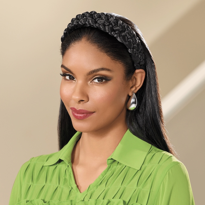 Braided Headband, Off Black, large