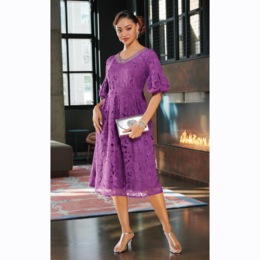 Renira Lace Fit-and-Flare Dress, , large