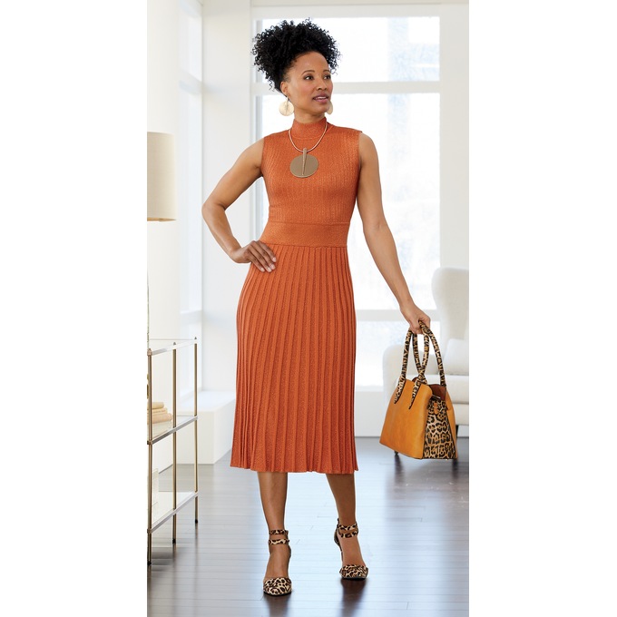 pleated sweater dress