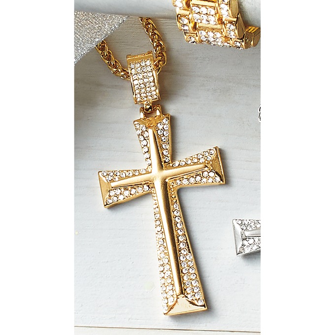Men's Crystal Cross Pendant, , large