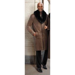 Jaden Nappa Leather Coat with Removable Faux-Fur Collar for Men, , large