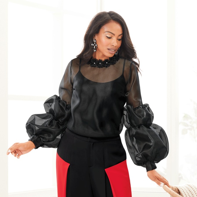Patrisse Flounce Blouse, , large