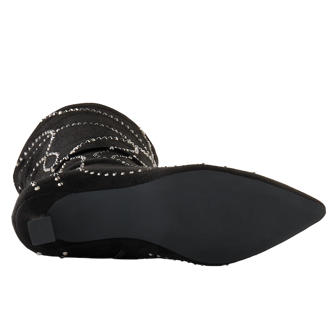 Tall Studded Rhinestone & Faux Suede Boot for Women, , large