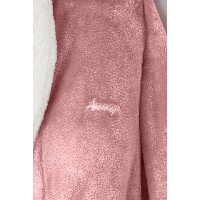 Faux-Sherpa Trim Unisex Robe, , large