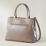 Gold-Trimmed Faux Leather Satchel Set, Taupe, large