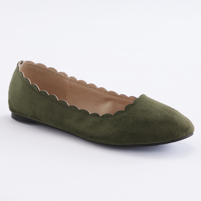 Scalloped Faux-Suede Flat for Women, , large
