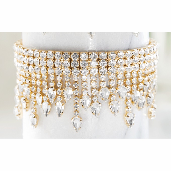 Crystal Pav&eacute; Pear-Drop Bracelet, Goldtone, large