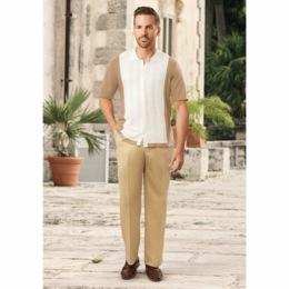 Stacy Adams Bicolor Knit-Shirt Pant Set, , large