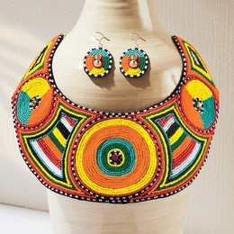 Seedbead Bib Necklace &amp; Earring Set, , large