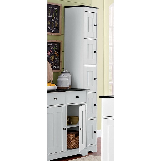 Katie Tall Cabinet with 5 Doors, Black White, large
