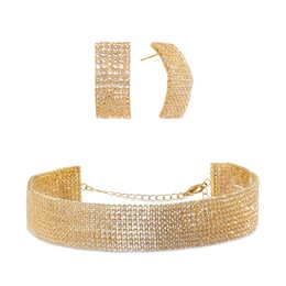 Crystal Choker and Earring Set, , large