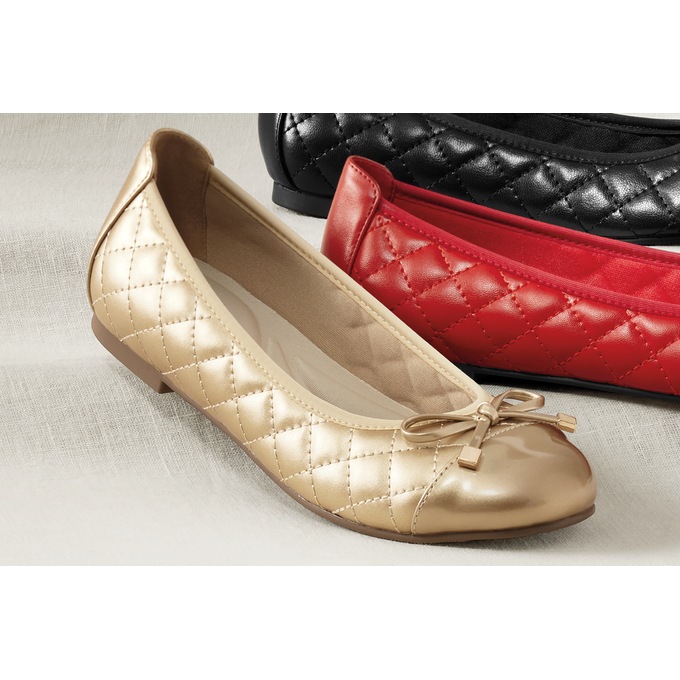 Quilted Bow Ballet Flat, , large
