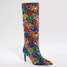 Azalea Wang Jimena Sequin Boot for Women with Checkered Pattern and 3” Heel, , large