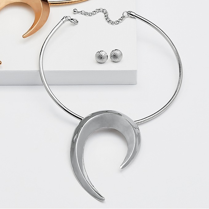 Curve-Drop Necklace & Earring Set, , large