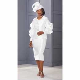Danai 3-Piece Ruffle Sleeve Skirt Suit and Danai Hat, , large