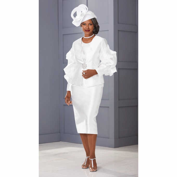 Danai 3-Piece Ruffle Sleeve Skirt Suit and Danai Hat, , large