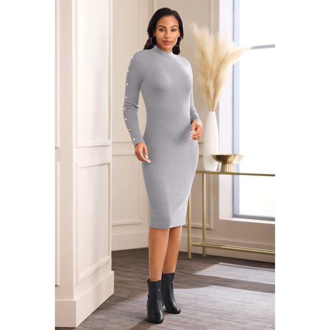 Nika Sweater Dress, Gray, large