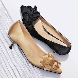Amanda D&rsquo;laurie Ruffle Kitten Heel for Women in Satin with 2&rdquo; Dual-Finish Heel, , large