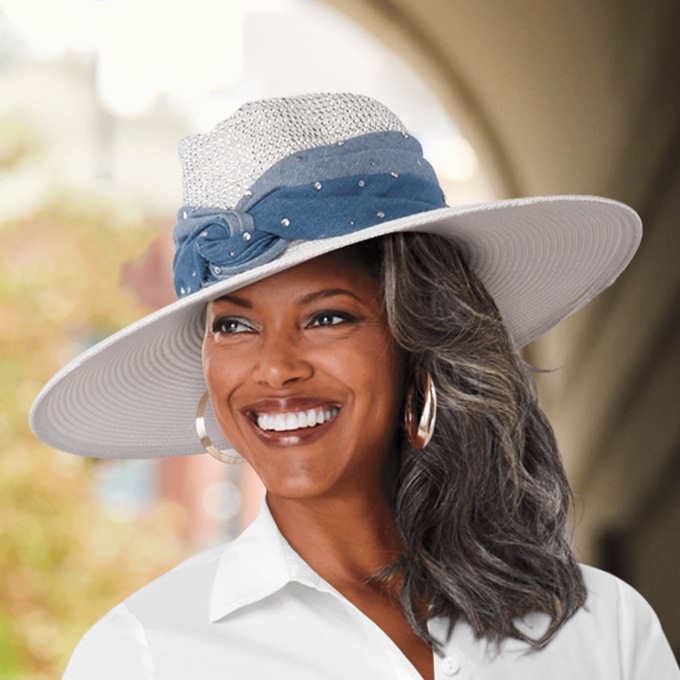 Kimmy Denim Hat, , large