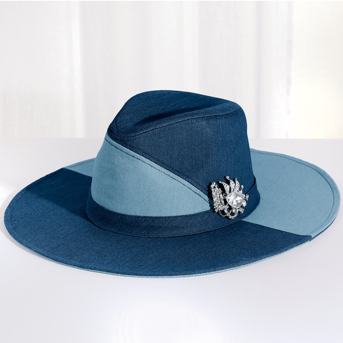 Patchwork Denim Hat, Denim Multi, large