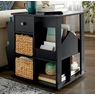 Admiral Rotating End Table with Storage, Black, large