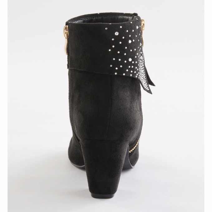 Rhinestone Cuff Women's Ankle Bootie in Faux Suede with 2.75" Heel, , large