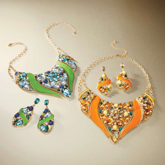 Crystal Floral Enamel Jewelry, , large