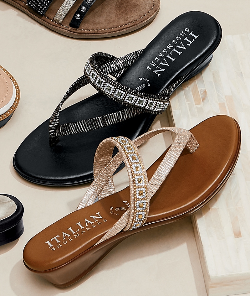 italian shoemakers black thong sandals