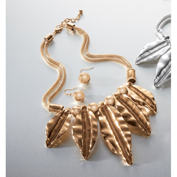 Leaf Necklace and Earring Set, , large