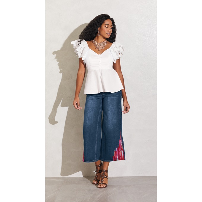 Anessa Appliqu&eacute; Cropped Jean, , large