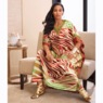Kenya Women's Long, Vibrant-Print Caftan in Flowing Satin, , large
